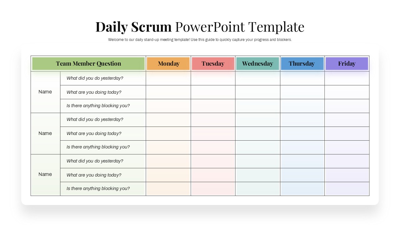 Daily Scrum PowerPoint Template Google Slides