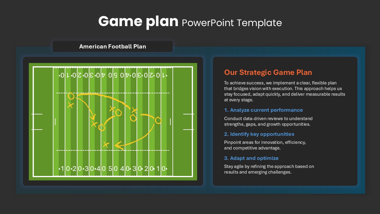 Game Plan PowerPoint Presentation Template Dark
