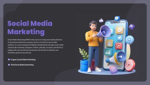 Social Media Marketing PowerPoint Template and Google Slides Dark