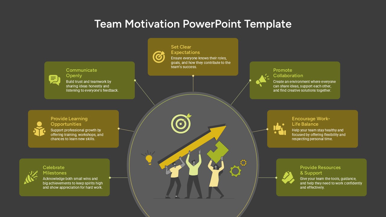 Team Motivation PowerPoint Template & google slides Dark