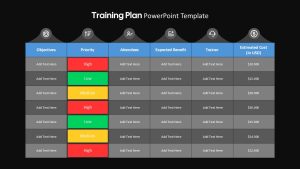 Training Plan PowerPoint Template Dark