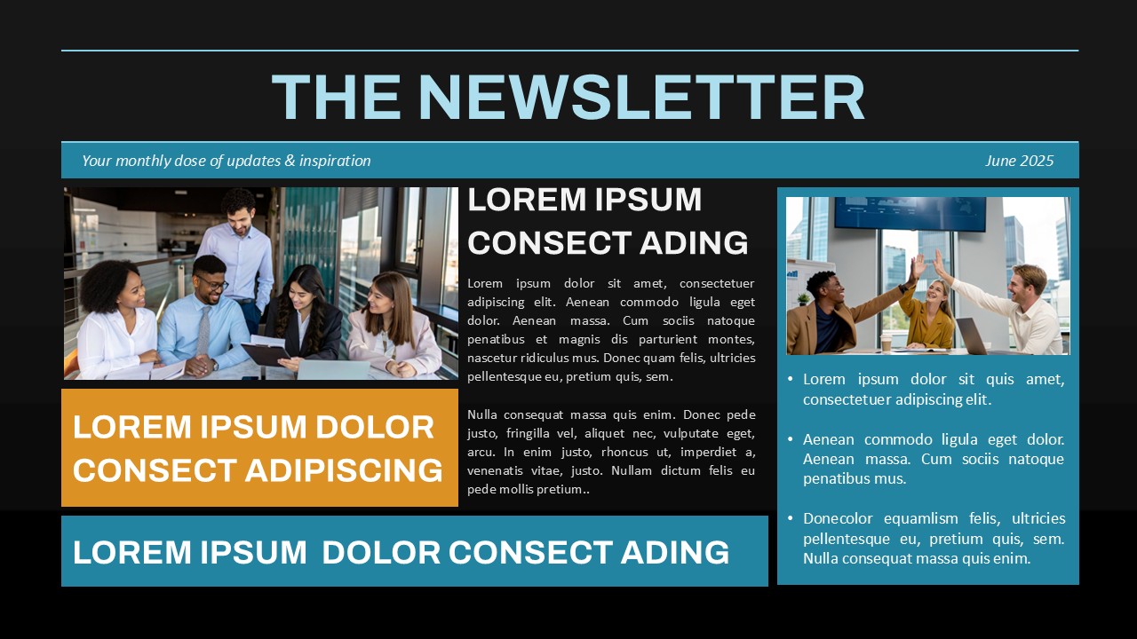 newsletter-template-powerpoint-google-slides-dark