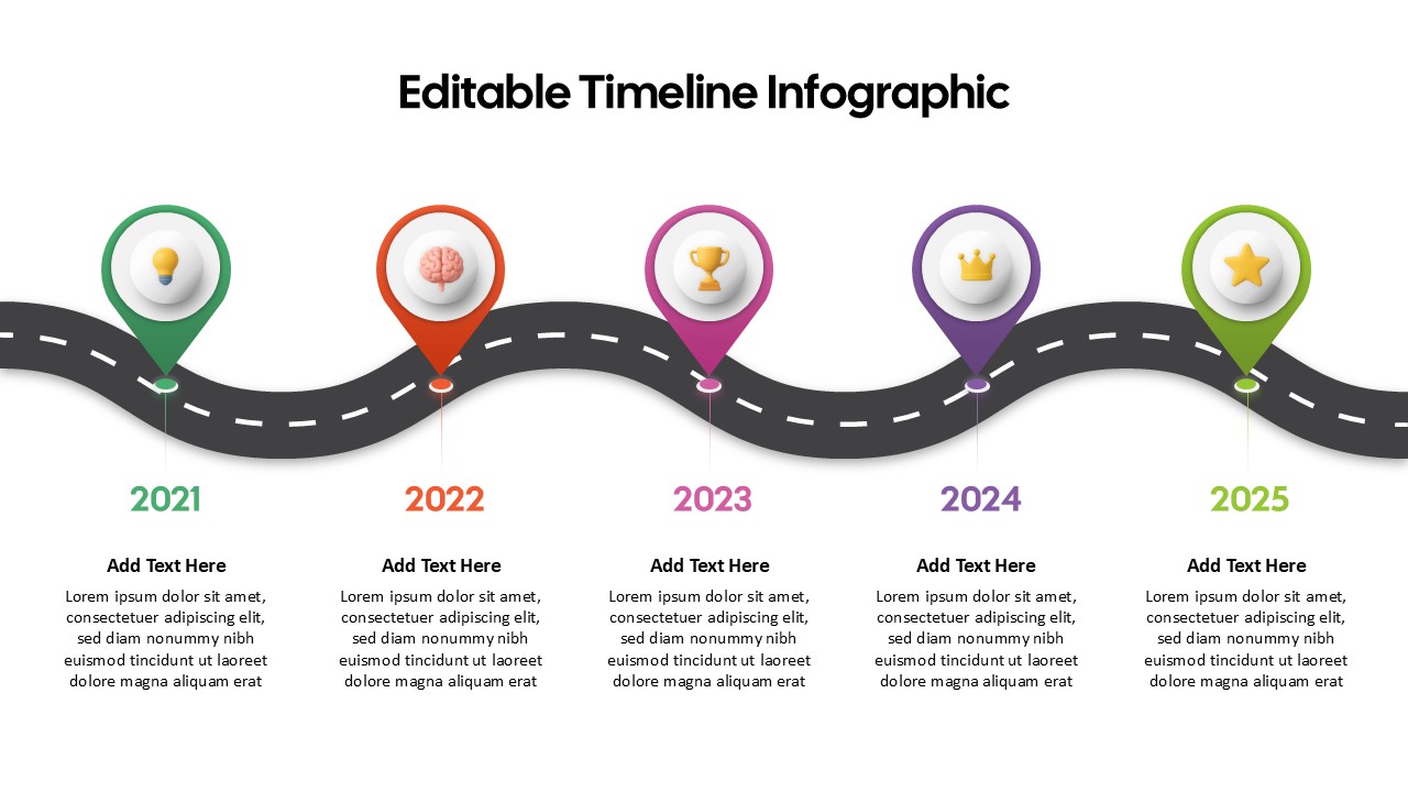 5-Step Road Timeline Template for PowerPoint & Google Slides