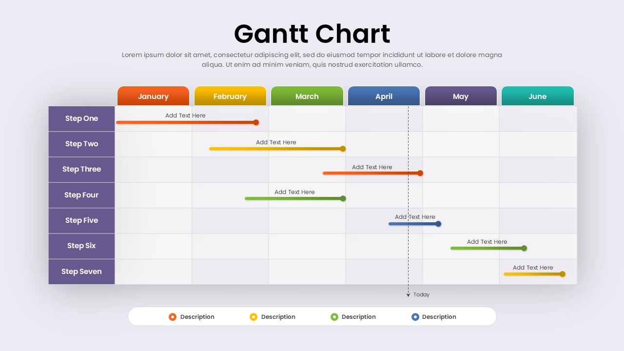6 Month Gantt Chart Timeline Presentation Template