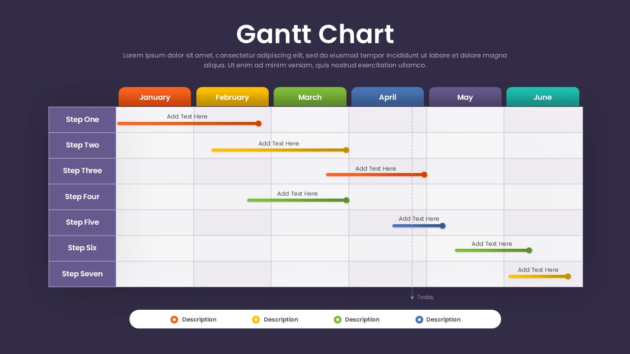 7 Step Gantt Chart Timeline Presentation Slide