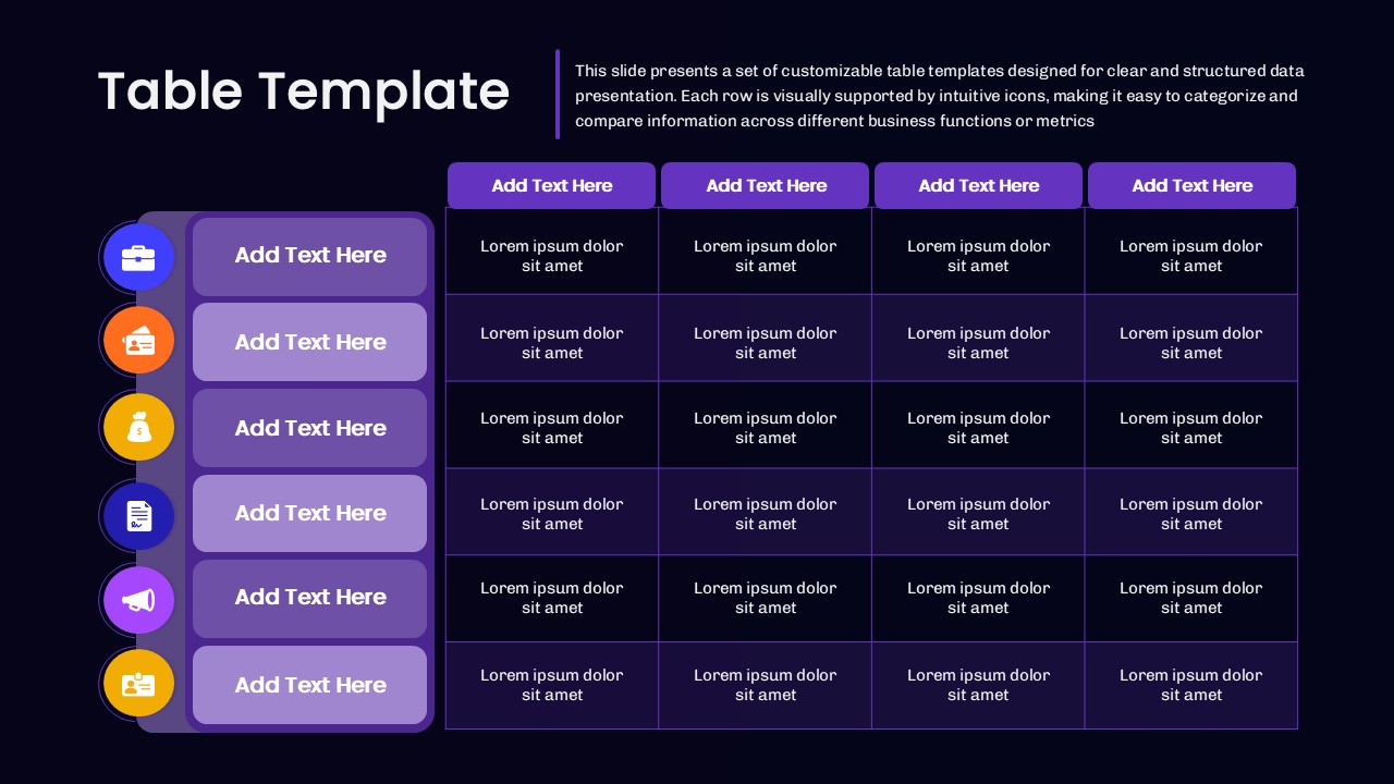 Business Data Table Presentation Slide for PowerPoint & Google Slides