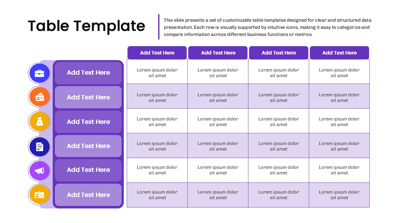 Business Data Table Template for PowerPoint & Google Slides
