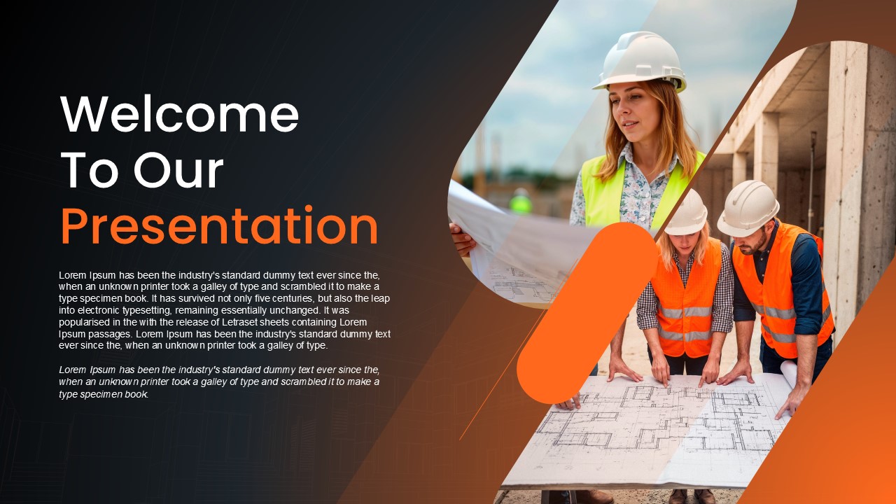 Civil Engineering Project Overview Deck Welcome Slide for PowerPoint & Google Slides