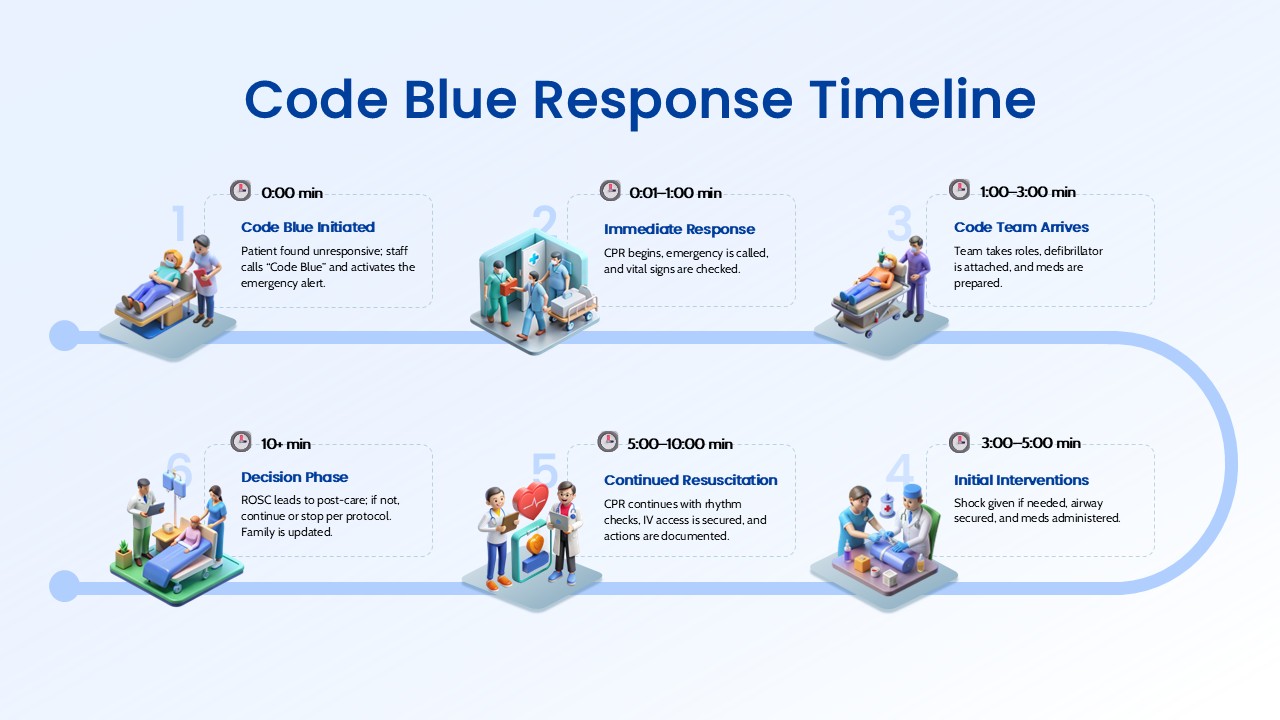 Code Blue Emergency Response Timeline Template for PowerPoint & Google Slides