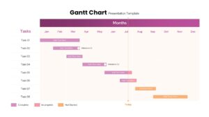 Colorful 12 Month Gantt Chart Timeline Presentation Slide
