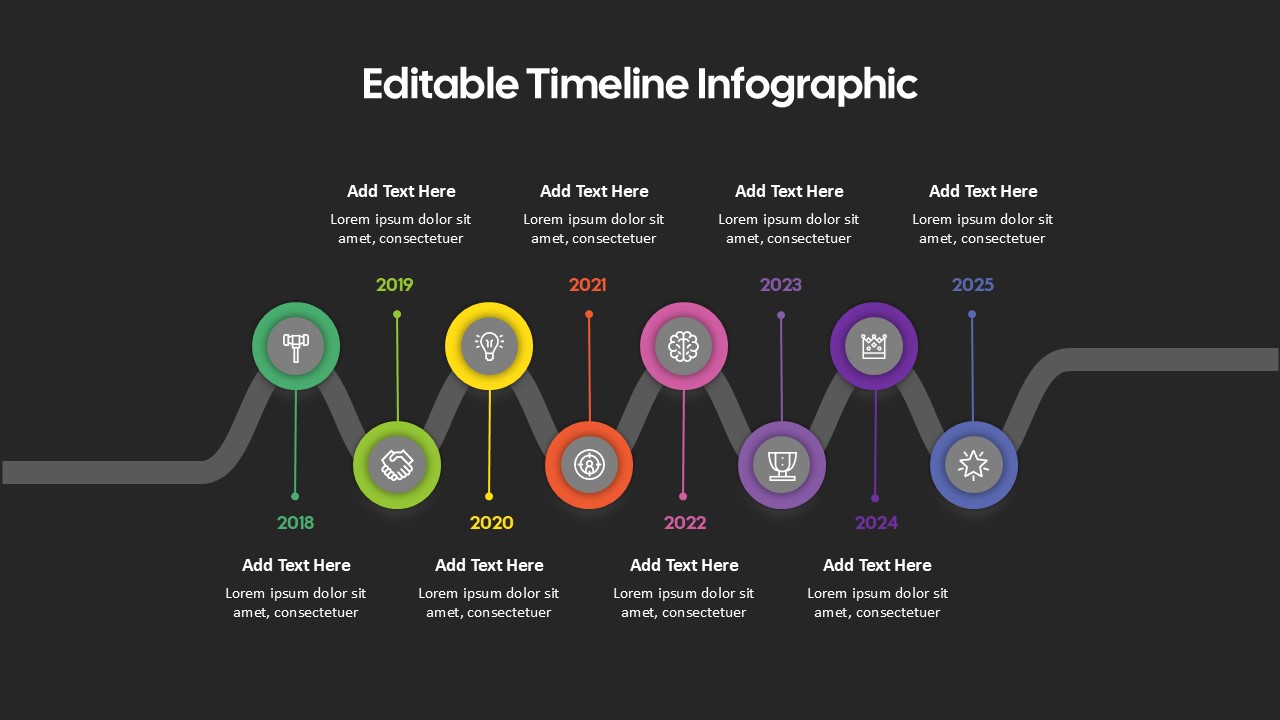 Colorful 8-Step Timeline Presentation Slide