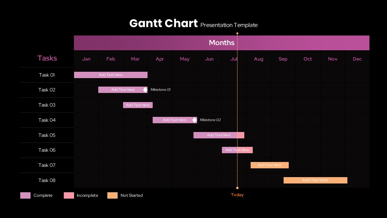 Colorful Annual Gantt Chart Timeline Template