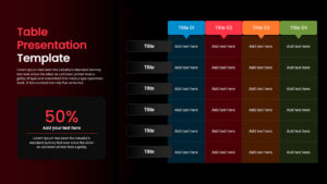 Colorful Dark Comparison Presentation Table Slide