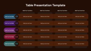 Colorful Five-Column Table Presentation Slide