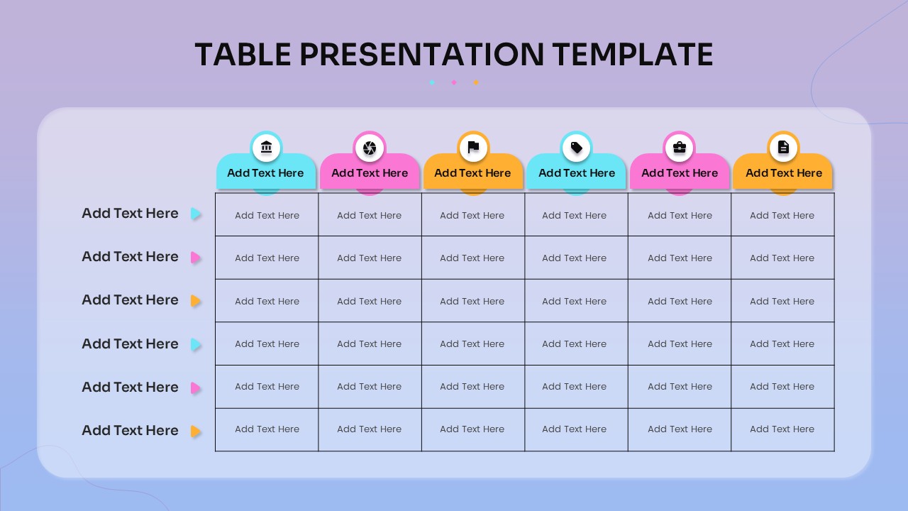 Colorful Multi-Column Table Presentation Template for PowerPoint & Google Slides