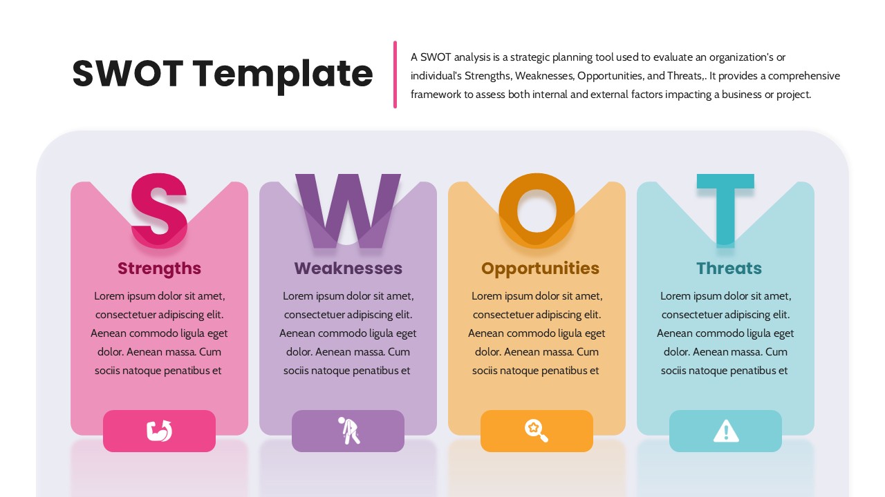 Colorful SWOT Analysis Quadrant Template for PowerPoint & Google Slides