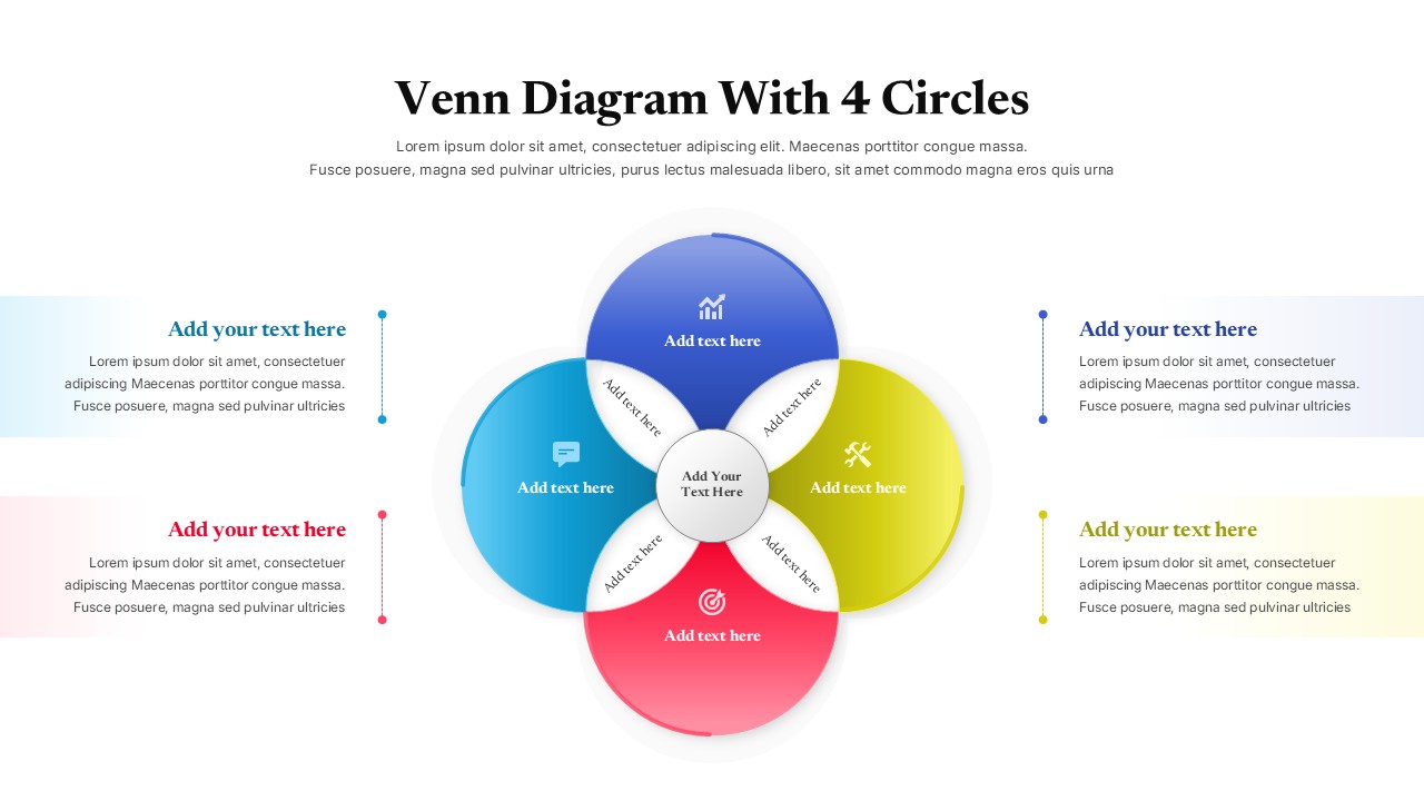 Colorful Venn Diagram with 4 Circle for PowerPoint & Google Slides