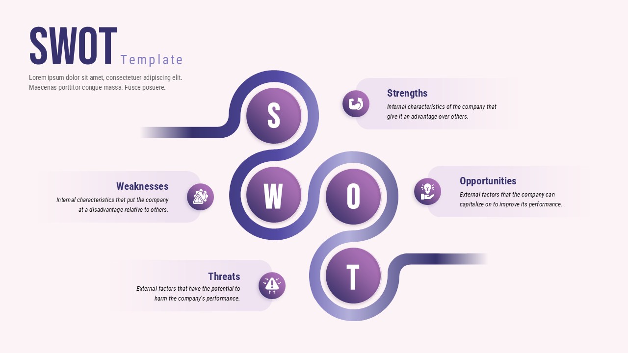 Curved Path SWOT Marketing Analysis Presentation Slide