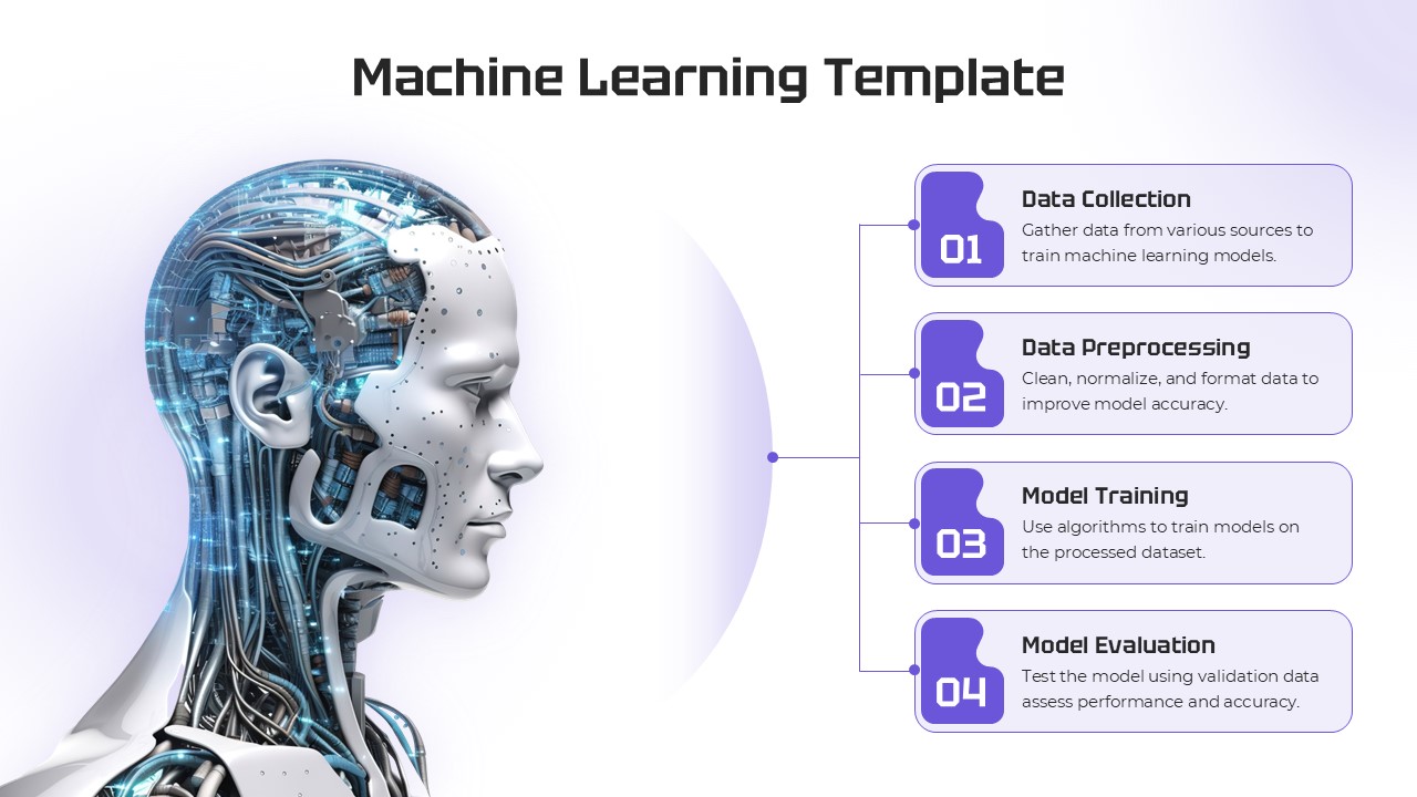 Futuristic Machine Learning Workflow Steps Presentation Slide