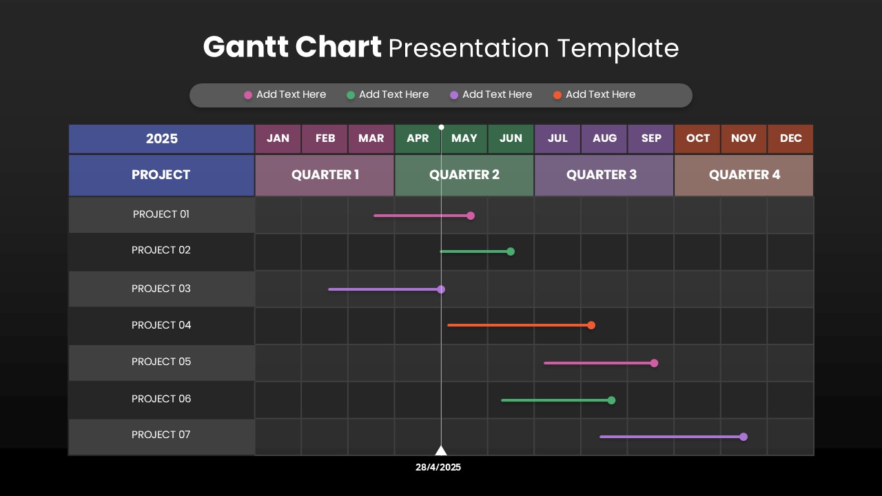 Gantt Chart Project Planner Presentation Slide for 12 Months