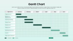 Green Gantt Chart Presentation Slide Template for PowerPoint And Google Slides