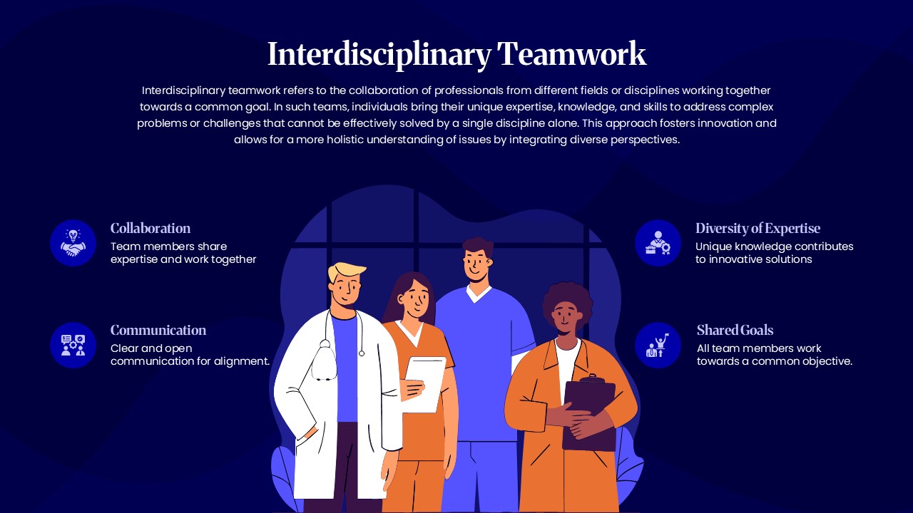Interdisciplinary Teamwork Concept Presentation Slide Template for PowerPoint & Google Slides