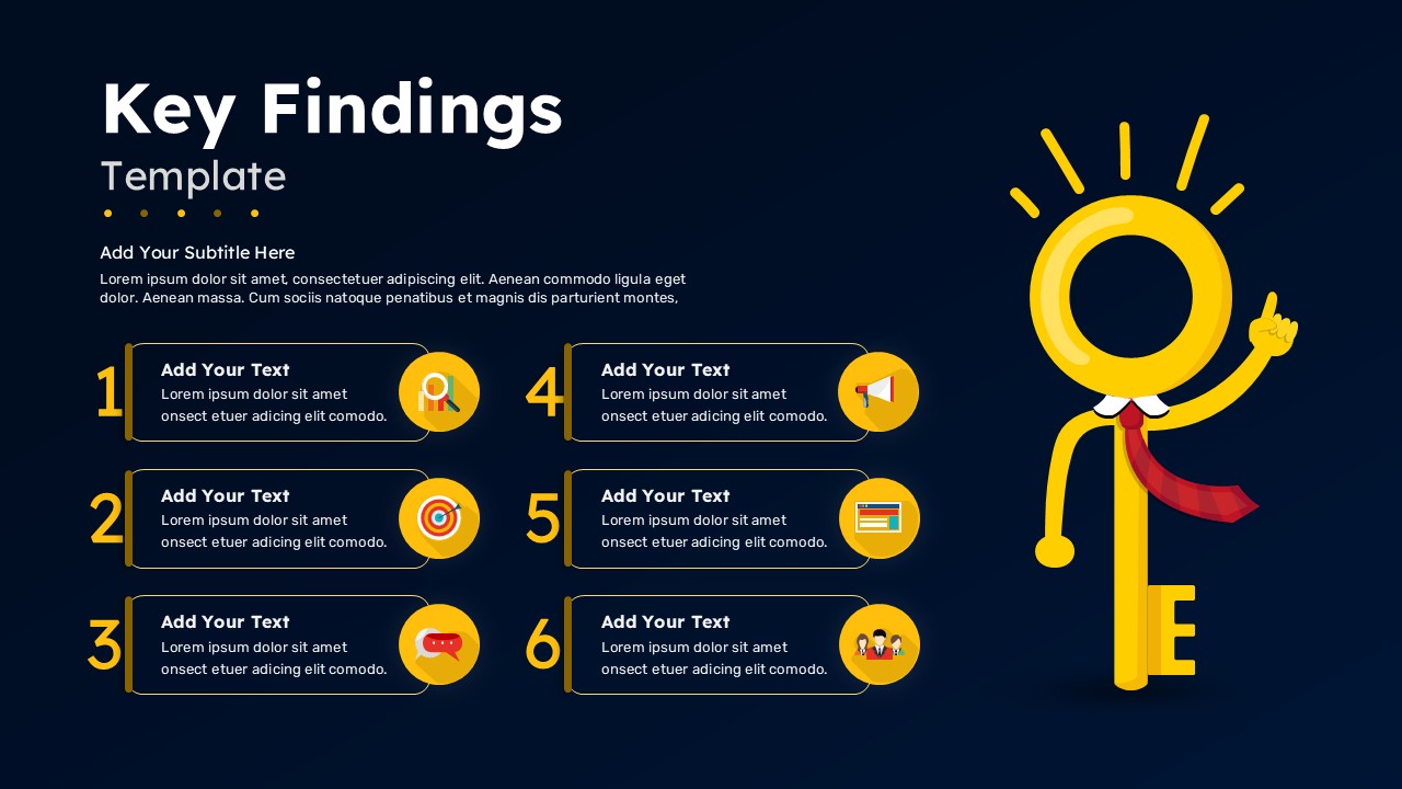 Key Findings 6-Step Diagram Presentation Slide for PowerPoint & Google Slides