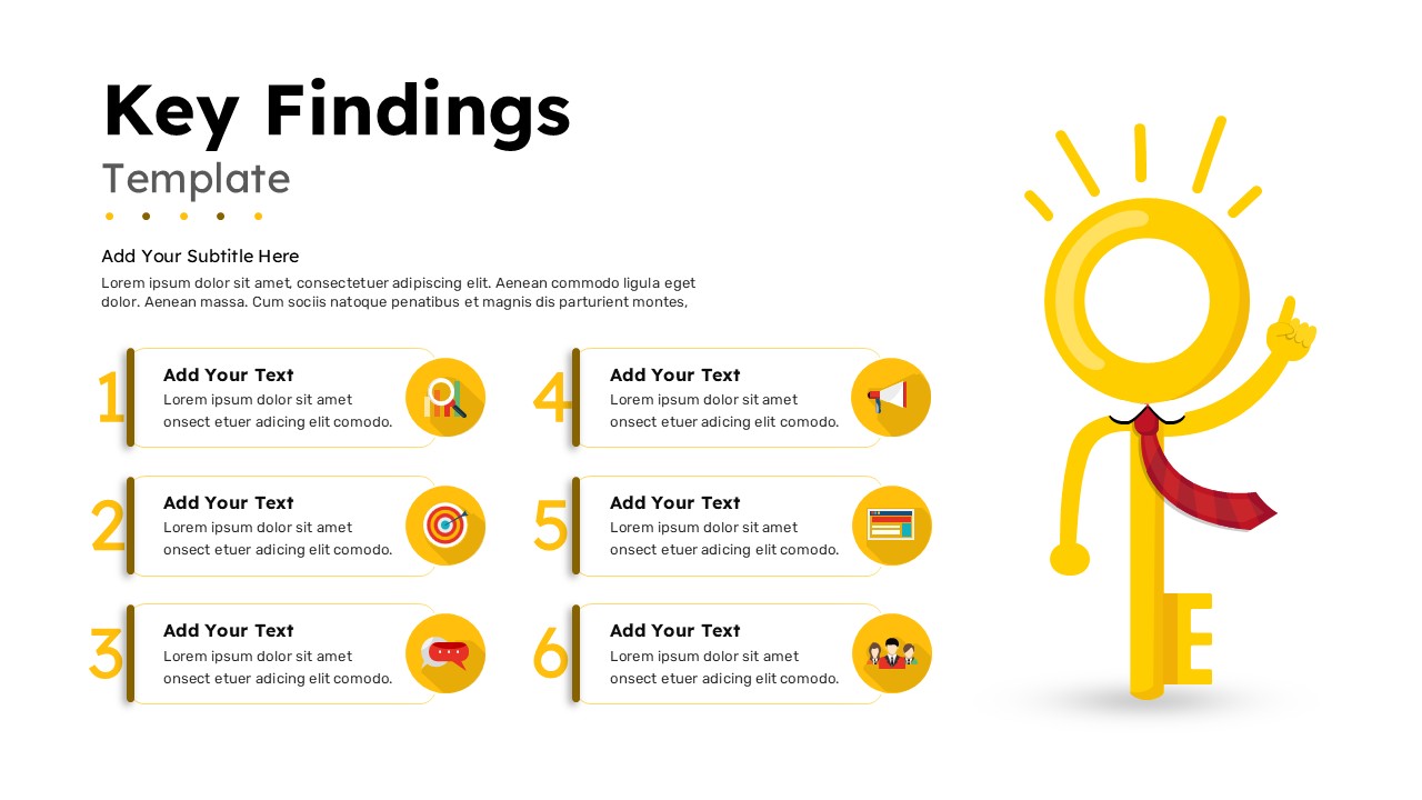 Key Findings Six-Step Diagram Template for PowerPoint & Google Slides