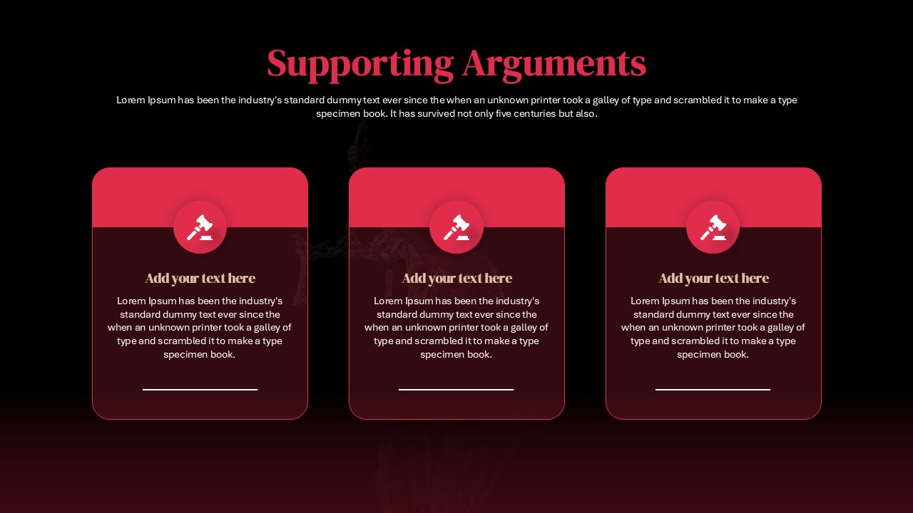 Law School Presentation Deck Supporting Arguments Slide