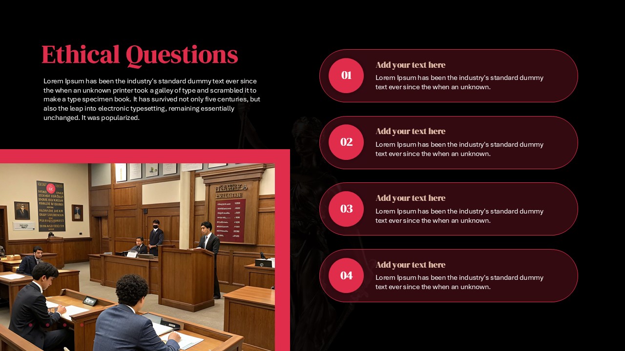 Law School Presentation Deck Ethical Questions Slide