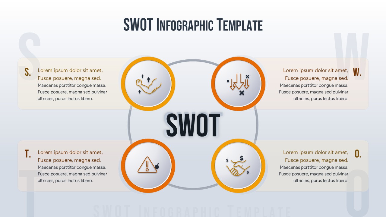 SWOT Analysis Infographic with Circular Icons Presentation Slide for PowerPoint & Google Slides