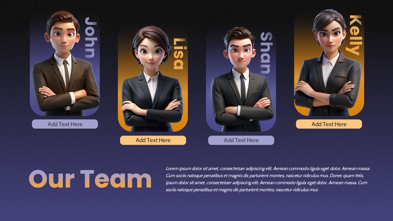 Our Team Profile Cards with 3D Avatars Presentation Slides for PowerPoint & Google Slides