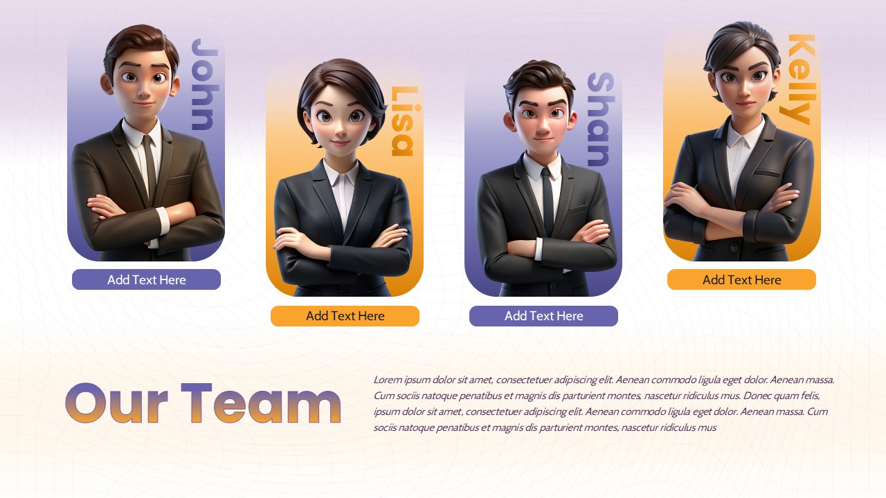 Our Team Profile Cards with 3D Avatars Template for PowerPoint & Google Slides