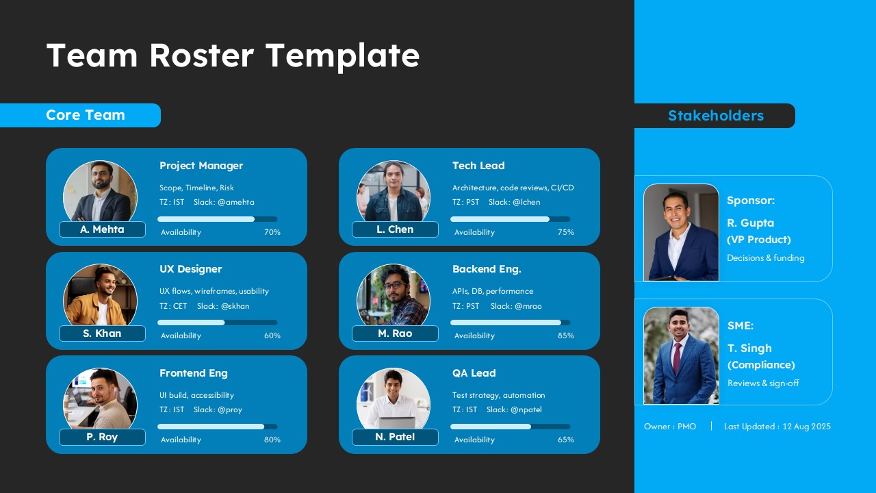 Professional Team Roster Overview Presentation Slide for PowerPoint & Google Slides