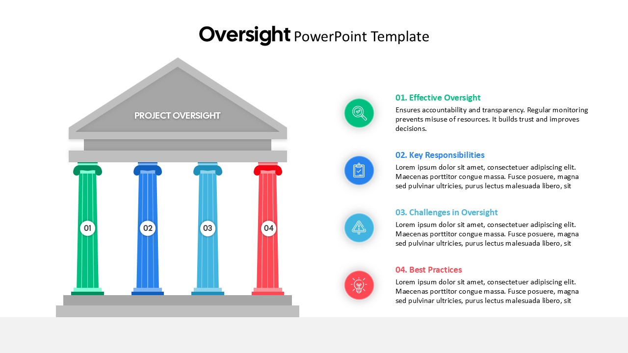 Project Oversight Pillars Infographic Slide