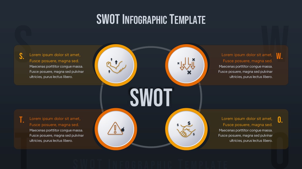 SWOT Analysis Infographic with Circular Icons Template for PowerPoint & Google Slides