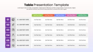 Six-Row Table Slide Presentation Template