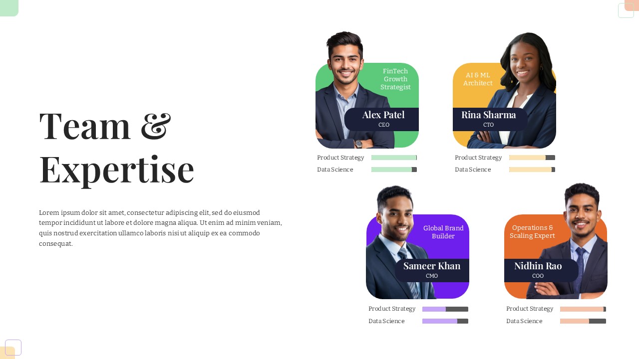 Team & Expertise Profile Layout Presentation Slide