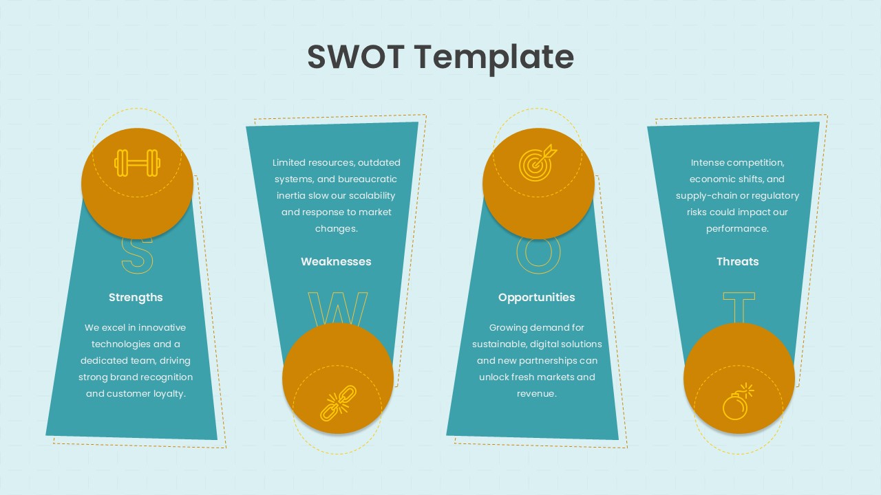 Trapezoid SWOT Analysis Presentation Template for PPT & Google Slides