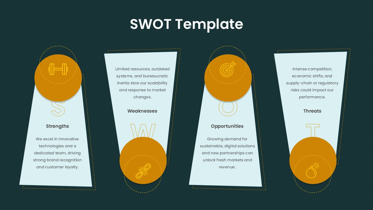 Trapezoid SWOT Analysis Template compatible with PowerPoint & Google Slides