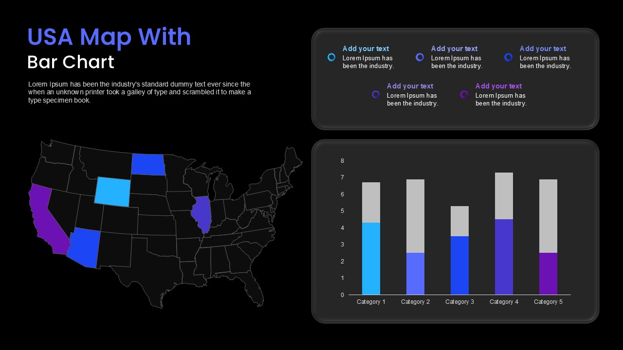 USA Map with Bar Chart Presentation Template