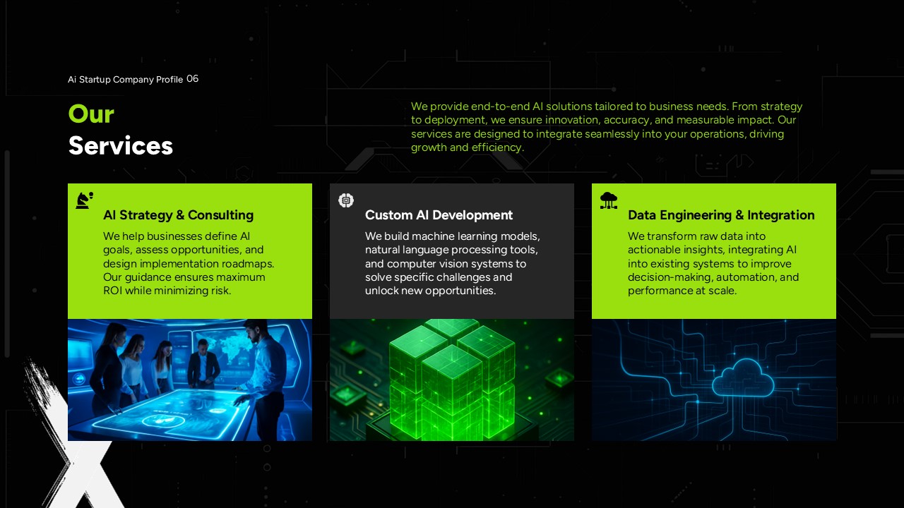 AI Startup Company Profile Services Slide