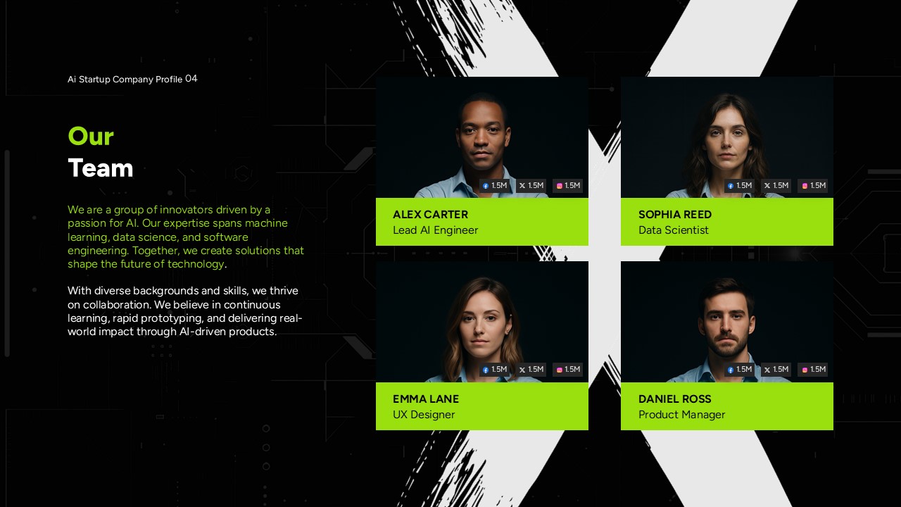 AI Startup Company Profile Template Team Slide