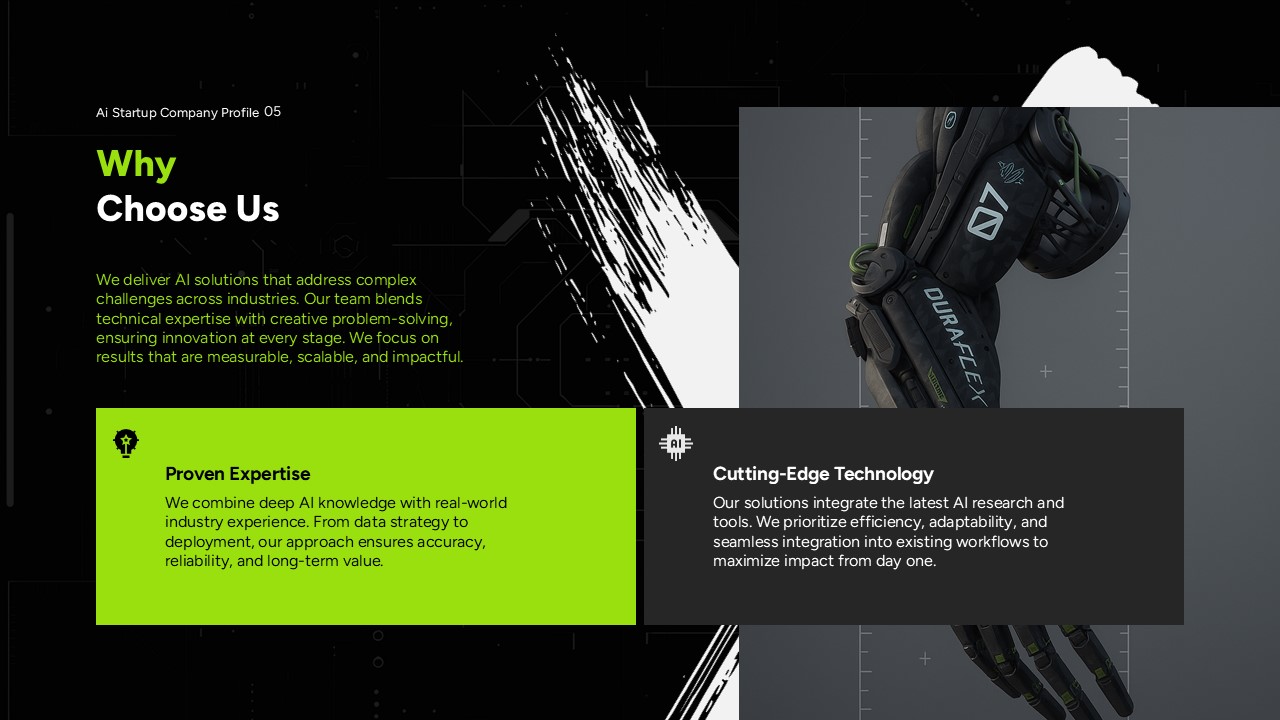 AI Startup Company Profile Template Why Choose Us