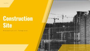 This Construction Site template for PowerPoint contains a complete slide deck with sections for introduction, main content, and conclusion. Business professionals can use this presentation to communicate with stakeholders and clients. The template includes editable text placeholders, color schemes, and layout options for customization.
