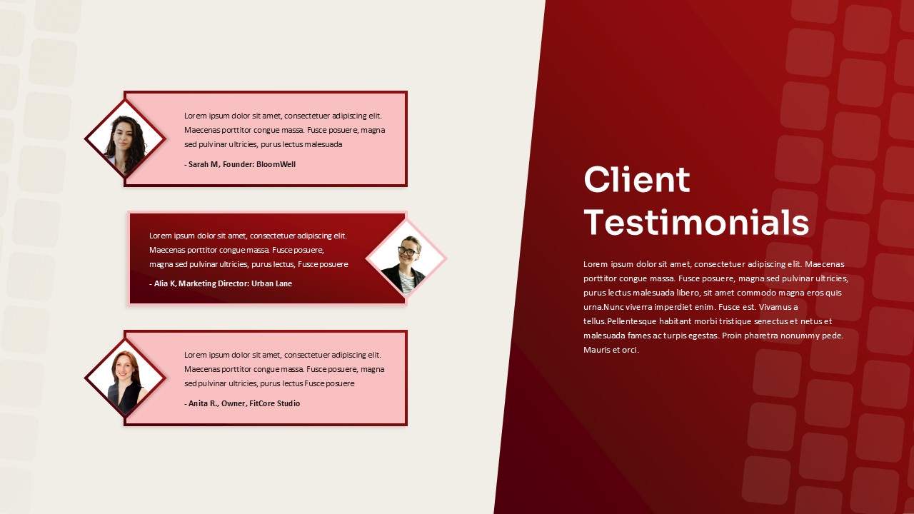 Digital Marketing Company Profile Client Testimonials Slide