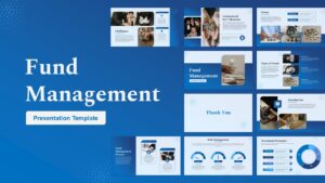 This Fund Management slide outlines Strategy with objectives. Executives can communicate direction. The template includes goal sections.