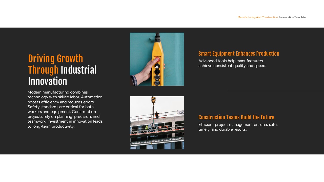 Manufacturing and Construction Industrial Strategy Presentation Slide