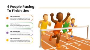 4 People Racing to Finish Line Template
