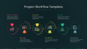6 Step Project Workflow Dark Slide for Presentation Design